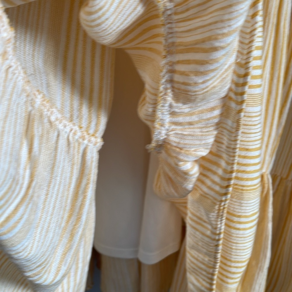 Lane Bryant Yellow White V-Neck Short Sleeve Tiered Midi Dress Size 16 - Picture 10 of 12